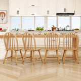 Safeplus 18" Oak Dining Chairs Set of 4, Wood Windsor Chair with Spindle Back for Country Farmhouse Kitchen Island Safeplus