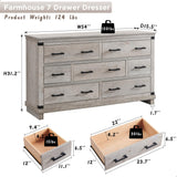 Farmhouse 7 Drawer Dresser for Bedroom - Wood Large Dressers & Chests of Drawers for Closet, 54 Inch Wide Dresser TV Stand with Storage for Bedroom, Living Room, Light Rustic Oak RedLemon