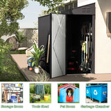 AECOJOY 4' x 6' Lean to Shed, Small Metal Outdoor Storage Shed, Wall Side Sheds & Outdoor Storage Cabinet Clearance, Bike Shed for Garden, Backyard and Outdoor Use in Dark Grey AECOJOY