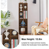 VECELO Small Bookshelf, 5 Cube Slim Bookcase, Fits Tallest Hardcovers, Horizontal Available, Modern Floor Standing Unit, Each Shelf Hold Up to 66 LBS, Vintage Brown VECELO