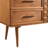 Walker Edison Deluca Boho Solid Wood 2 Door Sideboard with Prism Detail, 58 Inch, Caramel Walker Edison
