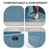 Trustyue Swivel Rocker Recliner Chair, 360° Swivel Recliner with Heat and Massage, Rocker Recliner Nursery Glider Chair with Side Pockets for Living Room (Light Blue, Fabric) Trustyue