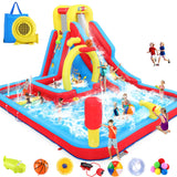 Whubefy Inflatable Water Slide Bounce House, 13.2x10Ft 13-in-1 Bounce House Obstacle Course Waterslides, Summer Fun w/Boxing Pole/Slide/ 10+ Accessories, Inflatable Water Slide for Kids Outdoor Whubefy