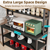 Aquzee Large Bakers Rack for Kitchens, 47in Wide (47.2“W x 15.7”D x 70.8" H) 6 Tiers Kitchen Stand with Hutch & Storage, Black Freestanding Tall Bakers Racks Organizer with Shelves Aquzee