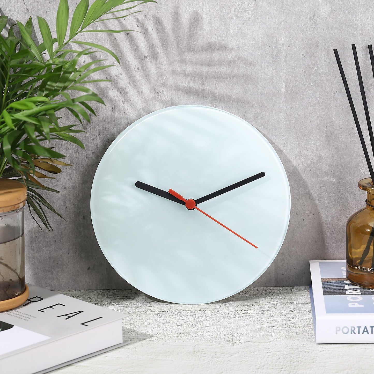 Yaocom 6 Pcs Glass Sublimation Blank Wall Clocks 7.9 Inch Round Printing Wall Clock DIY Decorative Battery Operated Clock for Graduation School Home Decor