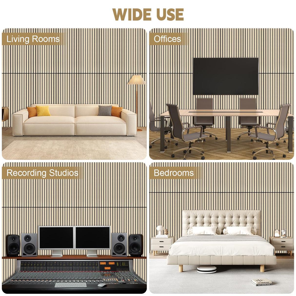 SDLDEER 10 Pack Acoustic Panels, 48"X 12"X 0.4" Sound Proof Panels for Walls, Self-Adhesive Acoustical Wall Panels, Sound Proofing Panels Acoustic Treatment for Home Office Decoration SDLDEER