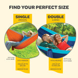 Durable Hammock 400 lb Capacity, Nylon Camping Hammock Chair - Double or Single Sizes w/Tree Straps and Attached Carry Bag - Portable for Travel/Backpacking/Beach/Backyard (Medium, Blue & Light Blue) SEWANTA