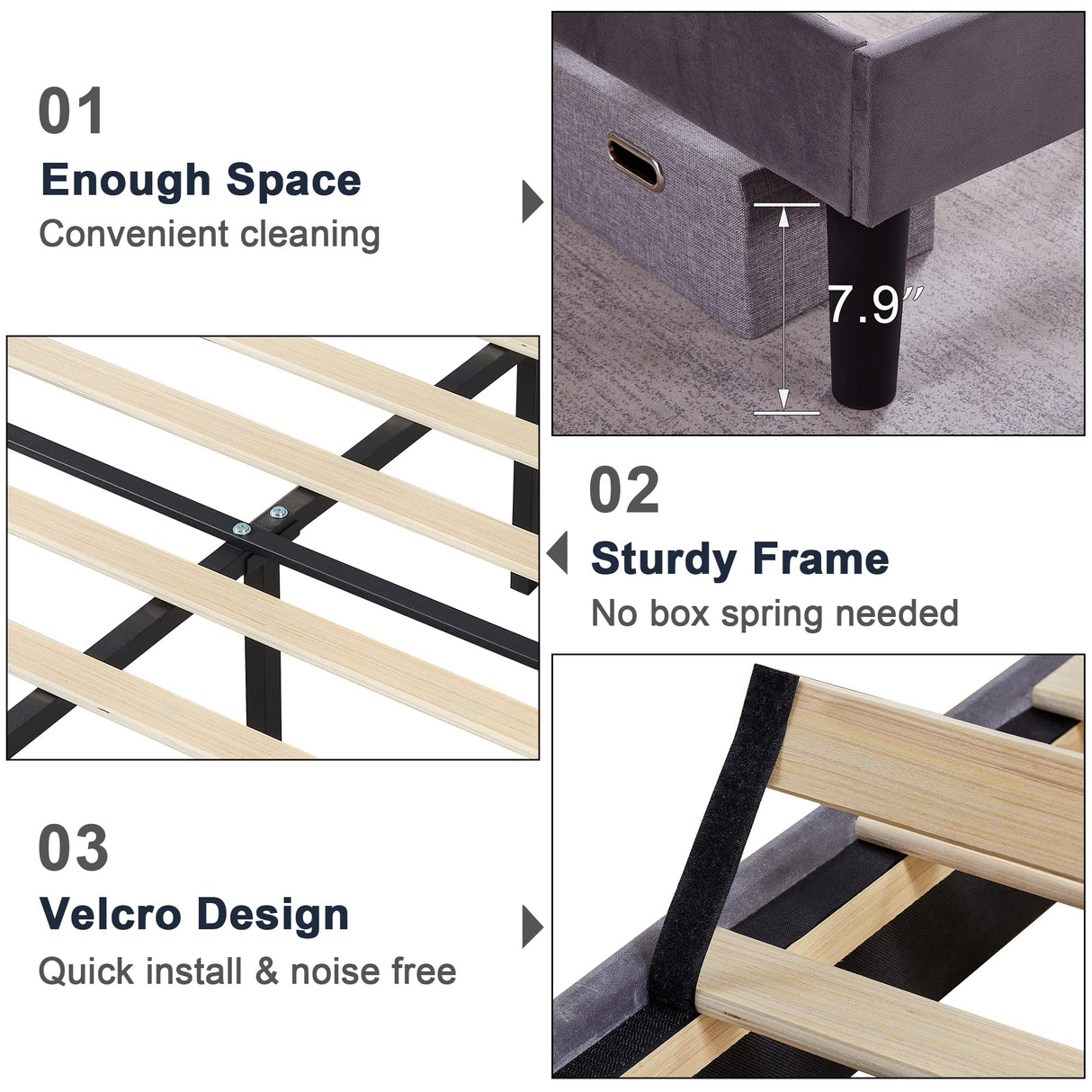 VECELO Twin Upholstered Platform Bed Frame for Kids,Girls,Boys,with Tufted Adjustable Headboard/Mattress Foundation/Wood Slat Support,Easy Assembly,Dark Grey VECELO