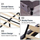VECELO Twin Upholstered Platform Bed Frame for Kids,Girls,Boys,with Tufted Adjustable Headboard/Mattress Foundation/Wood Slat Support,Easy Assembly,Dark Grey VECELO