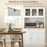 HOMCOM 71" Kitchen Pantry Cabinet, Freestanding Kitchen Hutch with Microwave Stand, 2 Drawers and Adjustable Shelves, Bar Cabinet with Glass and Recessed Doors for Dining Room, White HOMCOM