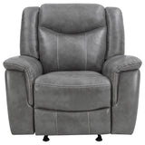 Coaster Home Furnishings - Conrad - Leatherette Upholstered Glider Recliner Chair with Overstuffed Arms, Pocket Coil Seating, and Ergonomic Lever - Living Room - 33-Inch - Gray - 650356 Coaster Fine Furniture