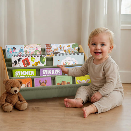 ZICOTO Decorative Wooden Bookshelf for Kids Rooms - Keeps Plenty of Books Neatly Organized & Within Reach for Toddlers - Easy Install Montessori Book Shelf for Baby's Bedroom or Playroom Decor ZICOTO