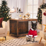 HOOBRO Dog Crate Furniture, Large Dog Kennel Indoor, 38.6" Wooden Pet Furniture with Pull-Out Tray, Double Door Modern Side End Table for HOOBRO