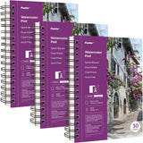 Funto Watercolor Pad 5.5x8.5, 3 Pack, 90 Sheets,140lb/300gsm, Double-Sided, Cold Press, Spiral Bound, Heavyweight Paper for Watercolor Painting Funto