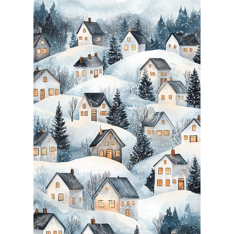 MEIYUDA Winter Snow Scene Diamond Art Kits for Adults, 5D Abstract House Diamond Art Painting for Beginners, DIY Winter House Diamond Painting Full Drill Crystal Craft Kits for Home Wall Decor 12x16in MEIYUDA