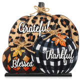Soaoo Fall Pumpkin Sign Decoration 11 Inch Wooden Pumpkin Table Centerpiece Thanksgiving Autumn Pumpkin Tabletop Sign Blessed Grateful Thankful Sign for Thanksgiving Fall Harvest Home Farmhouse Decor Soaoo