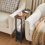 Slim Charging End Table with Storage - For Small Spaces and Bedroom BAMGROW