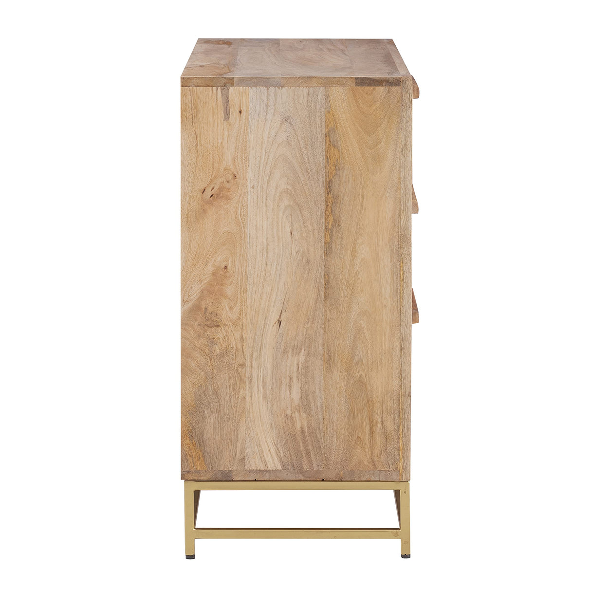 Powell Natural Rattan and Gold Base 3 Danika, Three Drawer Cabinet, Brown Powell