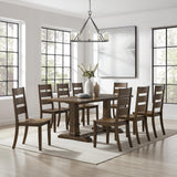 Crosley Furniture Joanna 9-Piece Modern Farmhouse Dining Table Set for 8 with Ladderback Chairs, Dark Oak Crosley Furniture