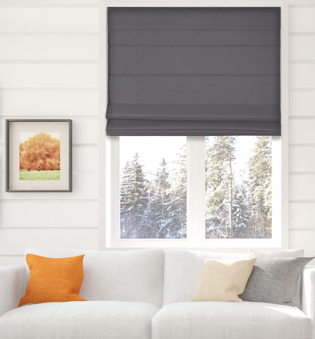 Arlo Blinds Thermal Room Darkening Fabric Roman Shades, Color: Graphite, Size: 22" W X 60" H, Cordless Lift Window Blinds Arlo Blinds