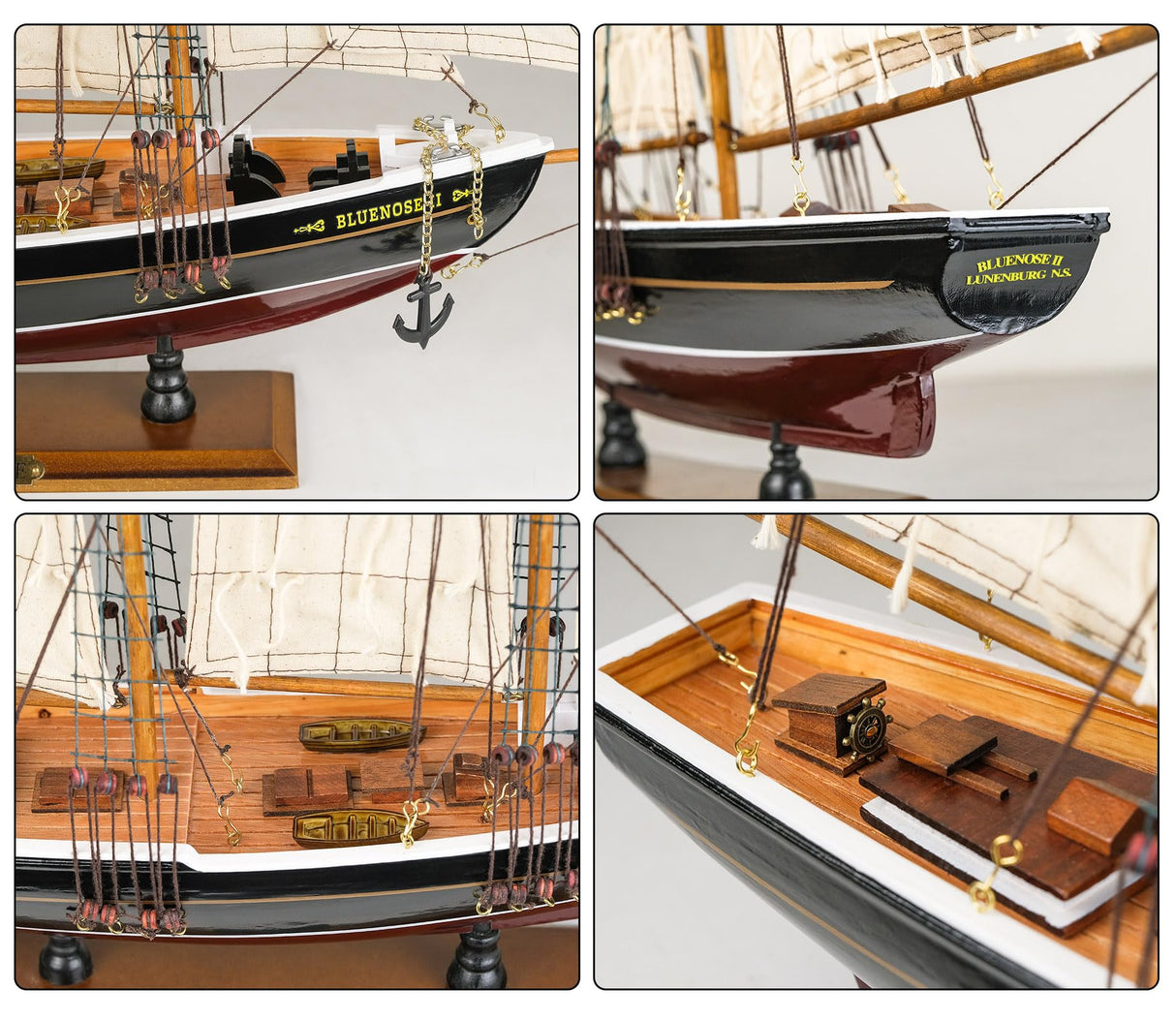 SAILINGSTORY Wooden Sailboat Model Ship Bluenose 1/85 Scale Replica Schooner Sailboat Decor Medium HOME DECOR SAILINGSTORY