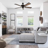 Prominence Home Glenmont, 52 Inch Farmhouse LED Ceiling Fan with Light, Pull Chain, Three Mounting Options, Dual Finish Blades, Reversible Motor - 40278-01 (Oil-Rubbed Bronze) Prominence Home