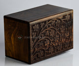 Handmade Tree of Life Adult Wooden Cremation Urns for Human Ashes by STAR INDIA CRAFT - Dark Brown Wooden Pet Urns for Dogs, Wooden Funeral Urns, STAR INDIA CRAFT