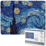 EsLuker.ly Latch Hook Rug Kit DIY Crochet Carpet for Adults Kids Beginners, Starry Sky Patterns Pre-Printed Canvas Yarn Rug Hooking Kits, Creative Craft Home Decor Ideal for Learning Rug Making EsLuker.ly