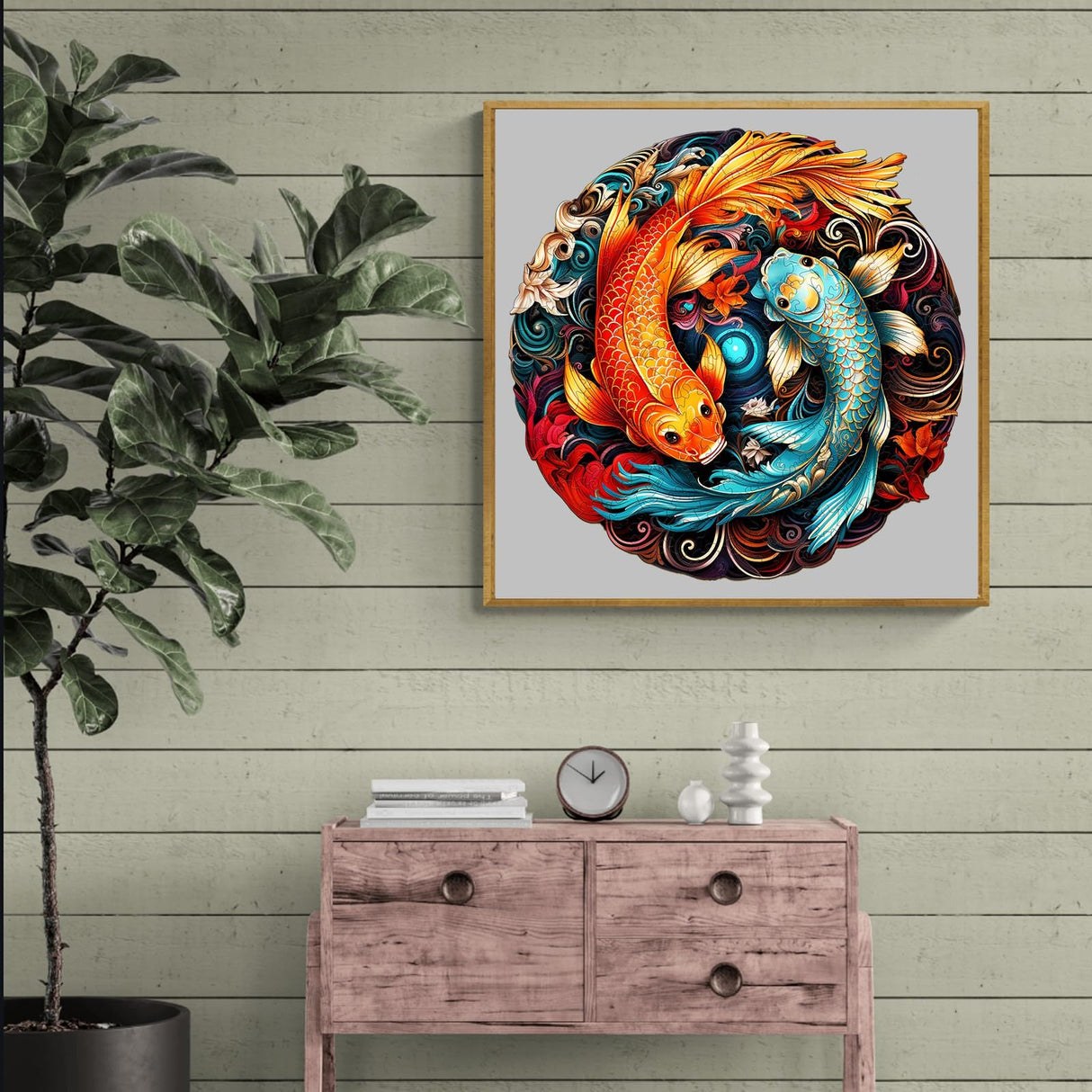 Woodemon Wooden Puzzles for Adults, Yin Yang Fish (M-185pcs) Wooden Jigsaw Puzzles Kids, 11.4*11.2in Unique Shaped Animal Wood Puzzles Adults, Christmas Puzzles Xmas Birthday Gifts Family Puzzle Games Woodemon