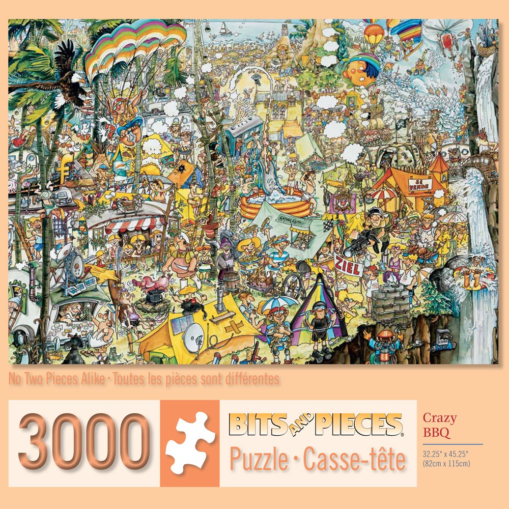 Bits and Pieces – 3000 Piece Jigsaw Puzzle for Adults – Crazy BBQ - Festival Scene Jigsaw Puzzle by Artist Gerold Como, Completed Puzzle Size: 32-1/4" x 45-1/4" Bits and Pieces