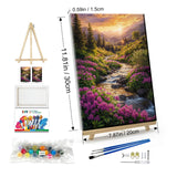 JOOZ Landscape Paint by Number for Adults Beginner with Frame Paint by Number Kits Sunsets on Canvas with Easel DIY Digital Oil Painting for Home Wall Decor Gifts 7.87x11.81 Inch JOOZ