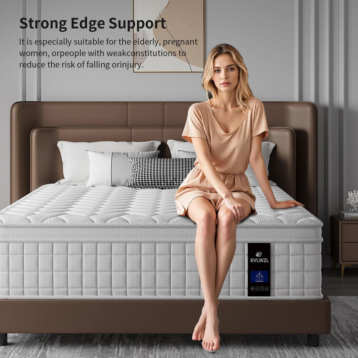 EVLWZL Full Size Mattress,14 inch Memory Foam Hybrid Mattresses in a Box，Full Mattress with Individually Pocket Springs, Medium Firm Feel，Fiberglass Free, Soft and Breathable EVLWZL