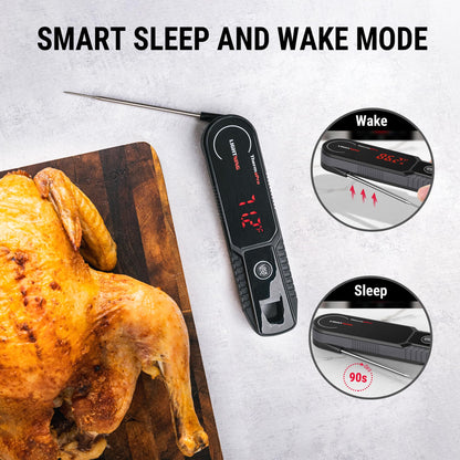 ThermoPro Lightning 1-Second Instant Read Meat Thermometer, Kitchen Food Thermometer with Auto Wake/Sleep/180° Rotating Display, Waterproof Cooking Thermometer for Oil Deep Fry Smoker BBQ Grill