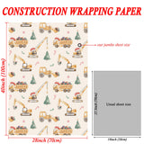 SaringSwoon Construction Christmas Wrapping Paper for Kids - Holiday Wrapping Paper with Dump Trucks, Cranes, Excavators with Santa Hats & Gifts, Christmas Tree - 40×28 Inches, 4 Folded Sheets SaringSwoon