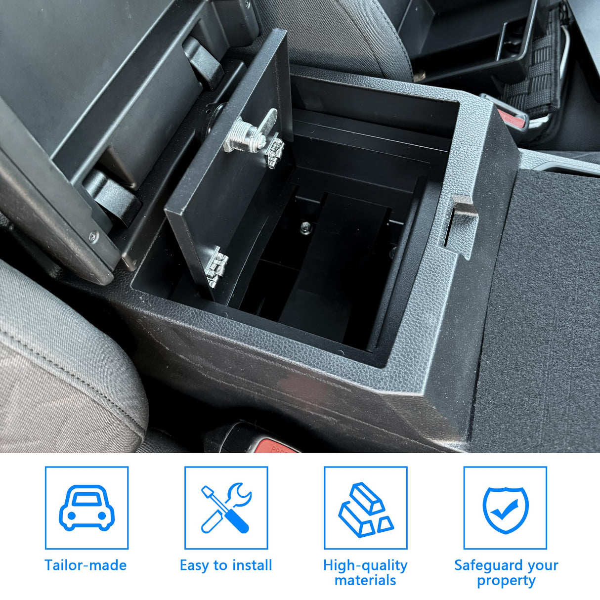 West-xingzhe Center Console Lock Safe Box Compatible with Toyota Tacoma 2024 2025+ Accessories Center Console Gun Safe High Security Armrest Lock Box with 3 Digit Combination Lock with Key West-xingzhe