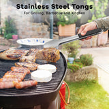 Hotec Stainless Steel Kitchen Tongs Grill Tongs Set of 2-9" and 12", Barbecue Tongs Locking Metal BBQ Kitchen Food Tongs for Cooking Non-Slip Grip HOTEC