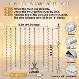 HXWEIYE 300LED Fairy Curtain Lights, 9.8x9.8Ft Warm White USB Plug in 8 Modes Christmas String Hanging Lights with Remote for Bedroom, Indoor, Outdoor, Weddings, Party HXWEIYE