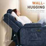 Houjud Power Reclining Loveseat Recliner Sofa with Console, Wall-Hugger RV Couch with USB Ports, Cup Holders, Bluetooth Speakers & Ambient Lighting for Home Theater or Camper, Velvet, Blue Houjud