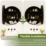 Royal Windsor 20 Inch Round Medicine Cabinet Mirror, Bathroom Mirror Wall Cabinet with Storage and Shelf, Surface Wall Mounted,Arched Cabinet Makeup Vanity Mirror for Bedroom, Black Royal Windsor