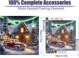 JFYHAB Christmas Diamond Art Kits for Adults,Red Truck Diamond Painting Kits for Adults Beginners,5D DIY Round Full Drill Christmas House Gem Art Paint by Diamonds Dots for Home Decor Gift 12x12inch JFYHAB