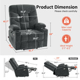 MCombo Oversized Power Lift Recliner Chair with Extended Footrest for Elderly People, Fabric R7399 (Dark Gray, Large-Oversize) MCombo