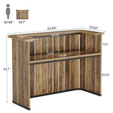 Tribesigns 63-Inch Home Bar Unit, Farmhouse Liquor Bar Table with Storage Shelves, 2-Tier Wine Bar Cabinet Mini Bar Table for Home Pub, Bistro, Rustic Brown Tribesigns
