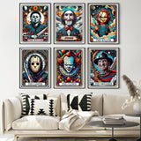 WUDWL 6 Pack Halloween Diamond Art Kits for Adults Beginners,Horror Diamond Painting Kits for Adults,5D Full Drill DIY Diamond Dot Gem Art Kit Wall Home Decor Arts Craft 12x16 inch WUDWL