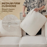 Orcalic 80'' Sofa Couch for Living Room, Mid Century Modern Loveseat Sofa with Side Pocket, 3-Seater Couches for Bedroom, Apartment, Office, Teddy Wool White Orcalic