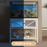 Avolander 40-50 Gallon Fish Tank Stand, Aquarium Stand with Power Outlets & LED Light, Cabinet for Fish Tank Accessories Storage, Heavy Duty Metal Frame, 760LBS Capacity, White Avolander