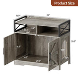 OtterOasis Cat Litter Box Enclosure, Ultra-Large Hidden Litter Box Furniture with Top Opening, Anti-Tipping Fence and 2 Open Drawers, Litter Box Cabinet End Table, Grey OtterOasis