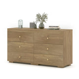 Zenflare Dresser for Bedroom 6 Drawer Wood Dresser 58.3" Wide, Large Chest of Drawers for Bedroom, Living Room, Hallway, Entryway, Modern TV Stand Drawer Organizer, Natural Oak Zenflare
