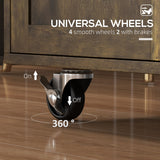 HOMCOM Kitchen Island Cart Rolling Trolley Cart with Drawer, Storage Cabinet & Towel Rack, Rustic Brown HOMCOM