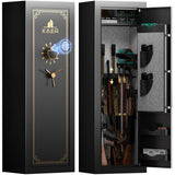 KAER 20 Biometric Gun Safe, Wider and Deeper Fingerprint Gun Safes for Rifle and Pistols, Large Quick Access Heavy-Duty Gun Cabinet for Firearm Ammo with Removable Shelf & Gun Rack, Assembled KAER