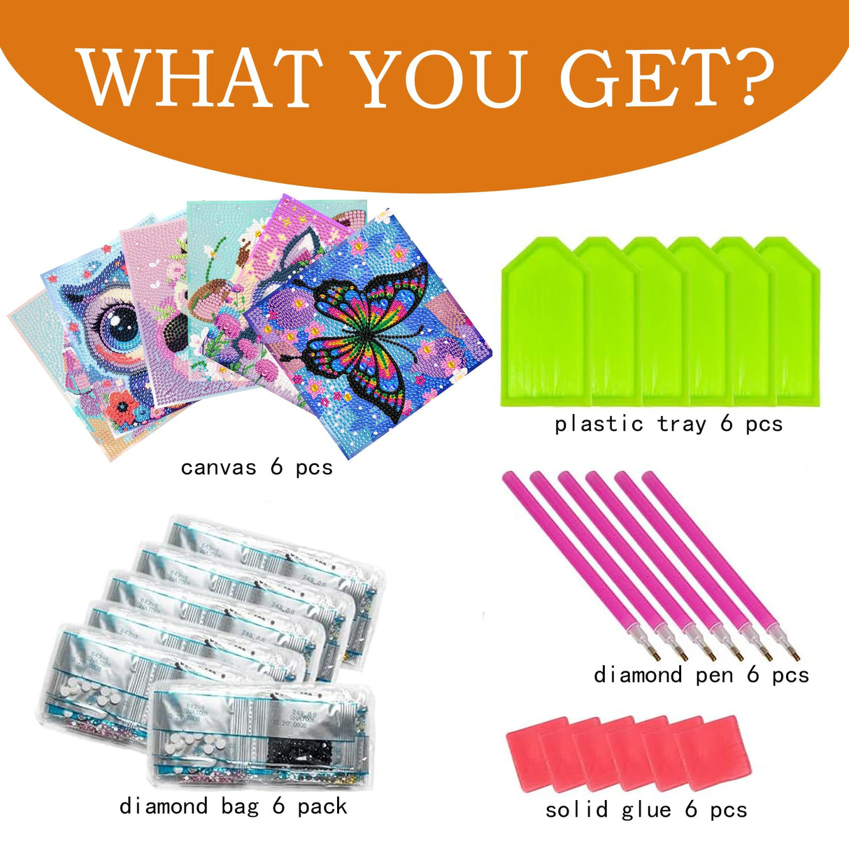 6 Pack 5D Cartoon Diamond Painting Kits for Kids, Cute Animals Diamond Art Kits for Kids Beginners, DIY Kids' Mosaic Kits Gem Art Dots Crafts for Girls Boys Ages 6-8-9-10-12, Home Wall Decor 6X6 Inch KINPLUB